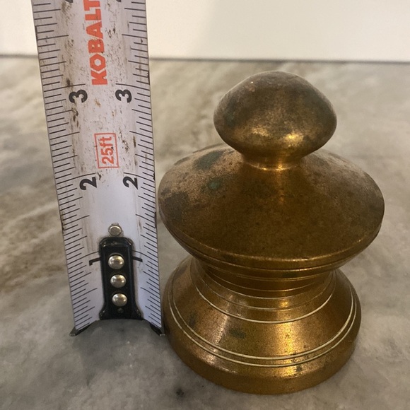 Antique vintage solid brass lidded inkwell stationery primative - Picture 7 of 8
